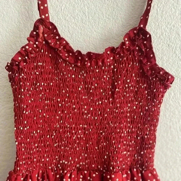 🆕Boho Trendy Floral Blooming Wine Abstract Dot Smocked A-Line Dress S🆕 - Picture 6 of 12